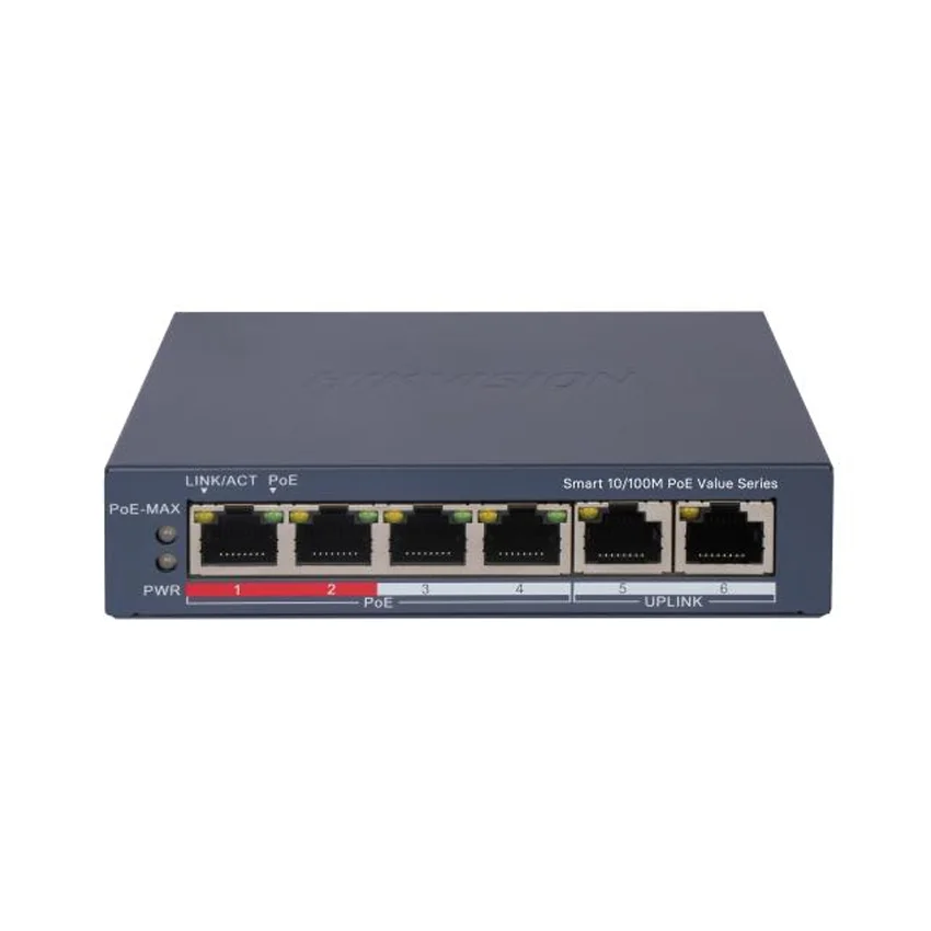 Switch mạng 4 cổng PoE HIKVISION DS-3E1106P-EI/M chính hãng
