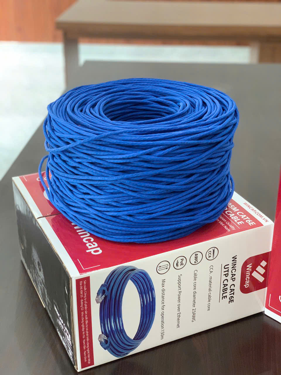 Dây mạng Wincap Cat 6E UTP CCA-23A WG / vỏ PVC Xanh - Ảnh 2